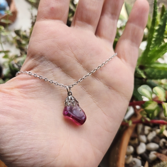 Vintage Carved Quartz Boho Bohemian Stone Necklace - Picture 12 of 13